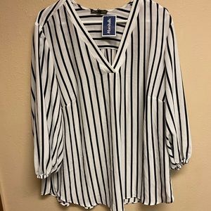 Black and white striped blouse